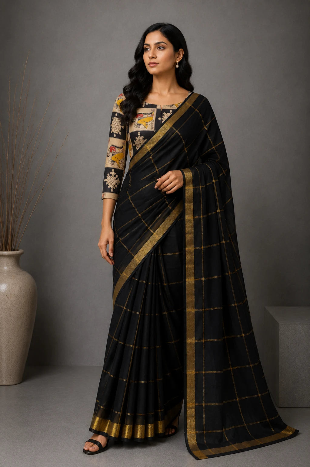 Mangalgiri Sarees With Kalamkari Blouses