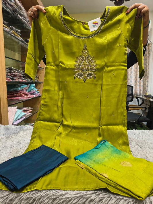 Glass Tissue Heavy Work Kurti Set