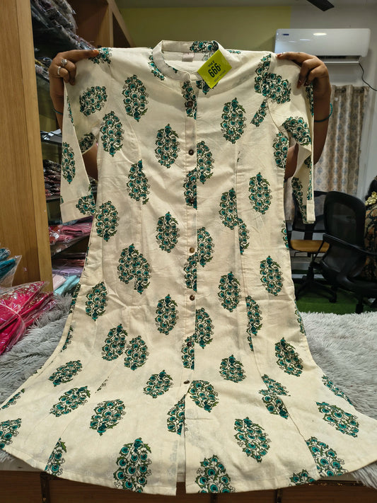 Block Print Handloom A Line Kurti
