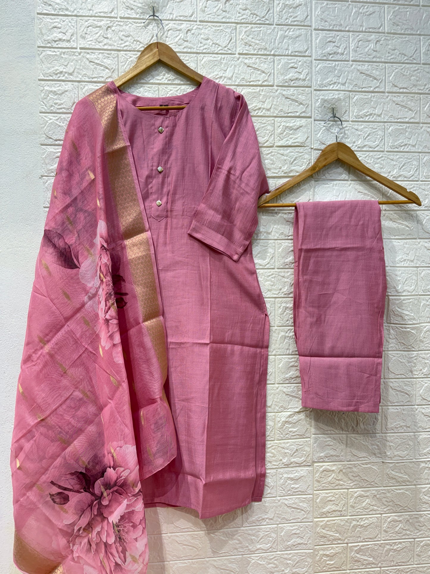 Vatican 3 Piece Set With Organza Dupatta