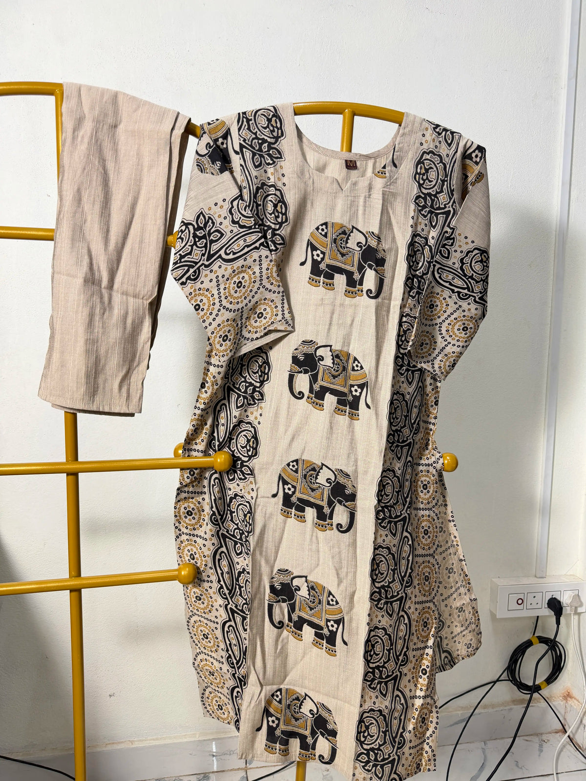Panel Design Vatican Beautiful Kalamkari Print 2 Piece Cord Set