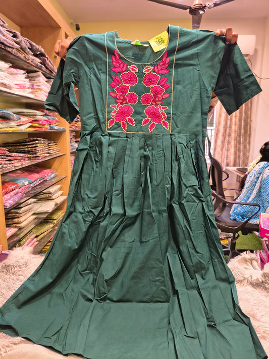 Sweety Cotton Embroidery Umbrella Kurti
