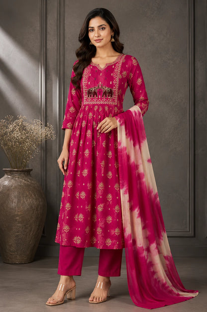 Jungle Theme Dabu Cotton Umbrella 3 Piece Set Kurti