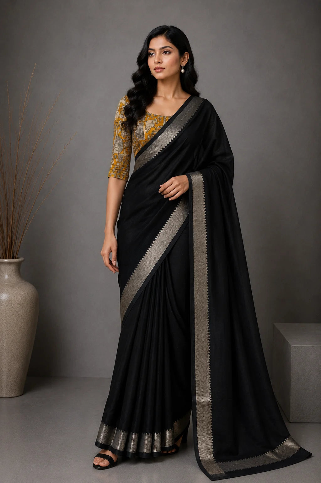 Mangalgiri Sarees With Kalamkari Blouses