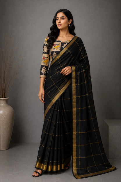 Mangalgiri Sarees With Kalamkari Blouses