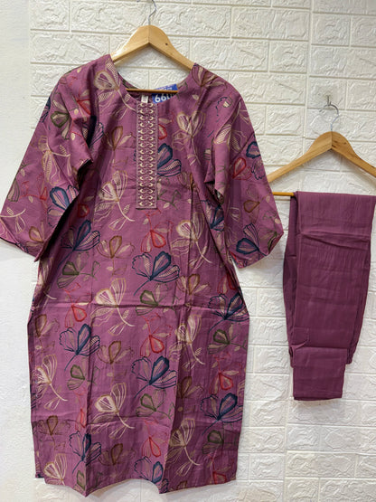 Premium Vatican Embroidery Digital Print 3 Piece Set Kurti