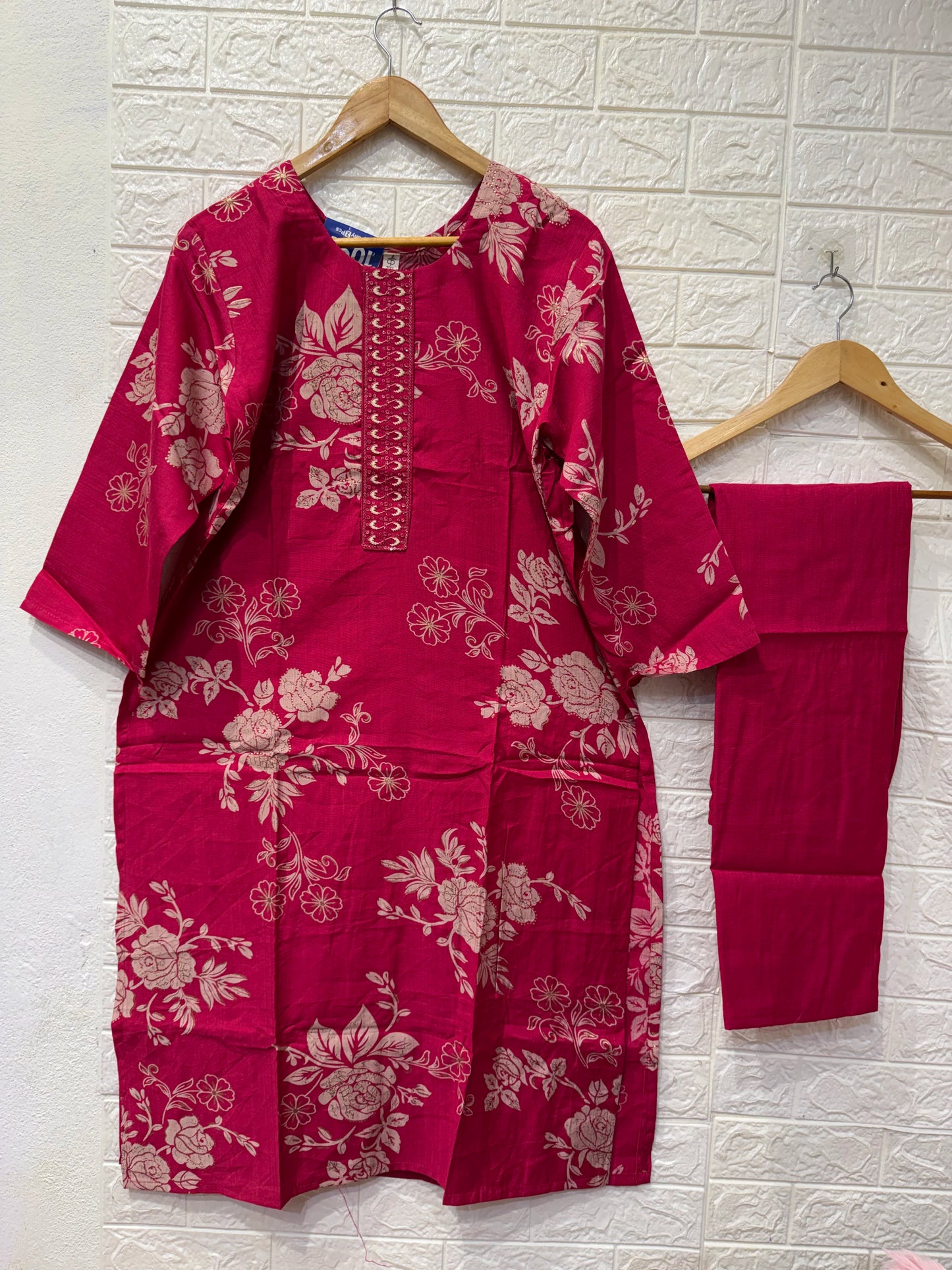Premium Vatican Embroidery Digital Print 3 Piece Set Kurti