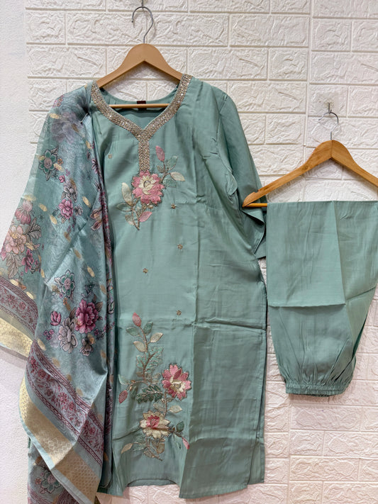 ROMAN SILK HAND WORK 3 PIECE SET