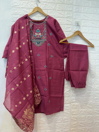 Roman Silk Thread Work & Embroidery 3 Pieces Set