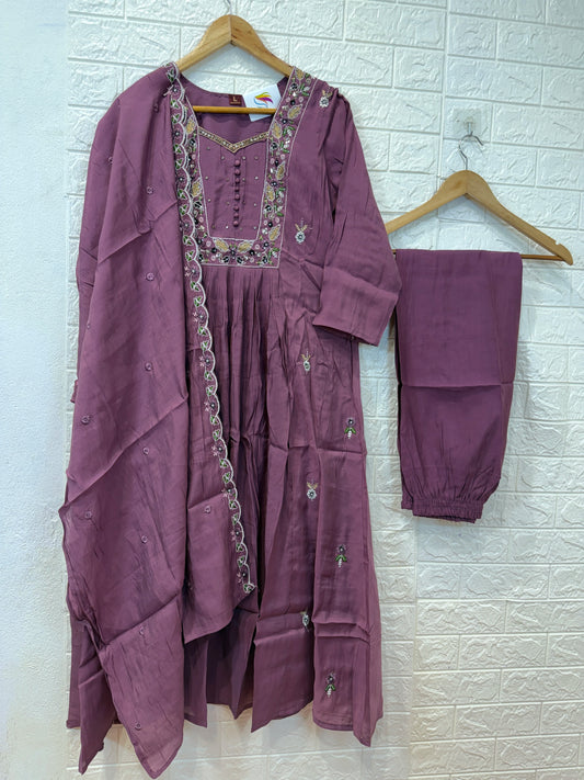Mul Chanderi Partywear 3 pieces Set
