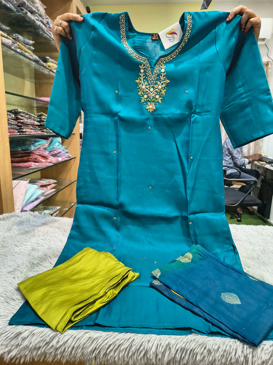 Glass Tissue Heavy Work Kurti Set