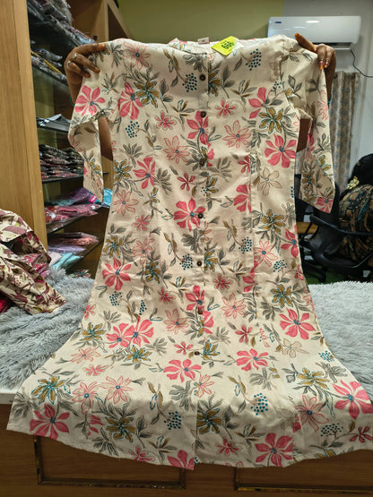 Block Print Handloom A Line Kurti