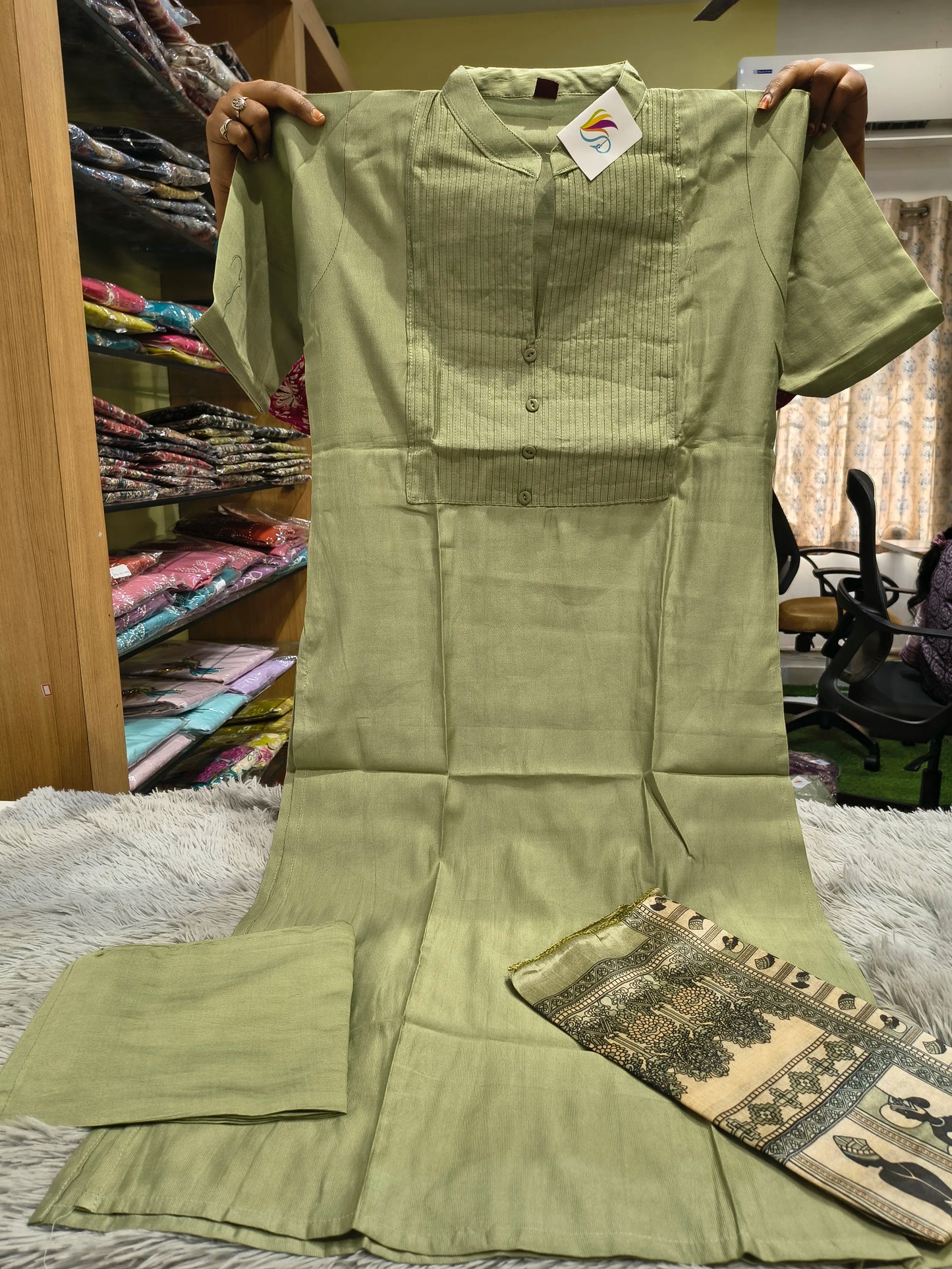 Office Wear Gadwal Kurti Set