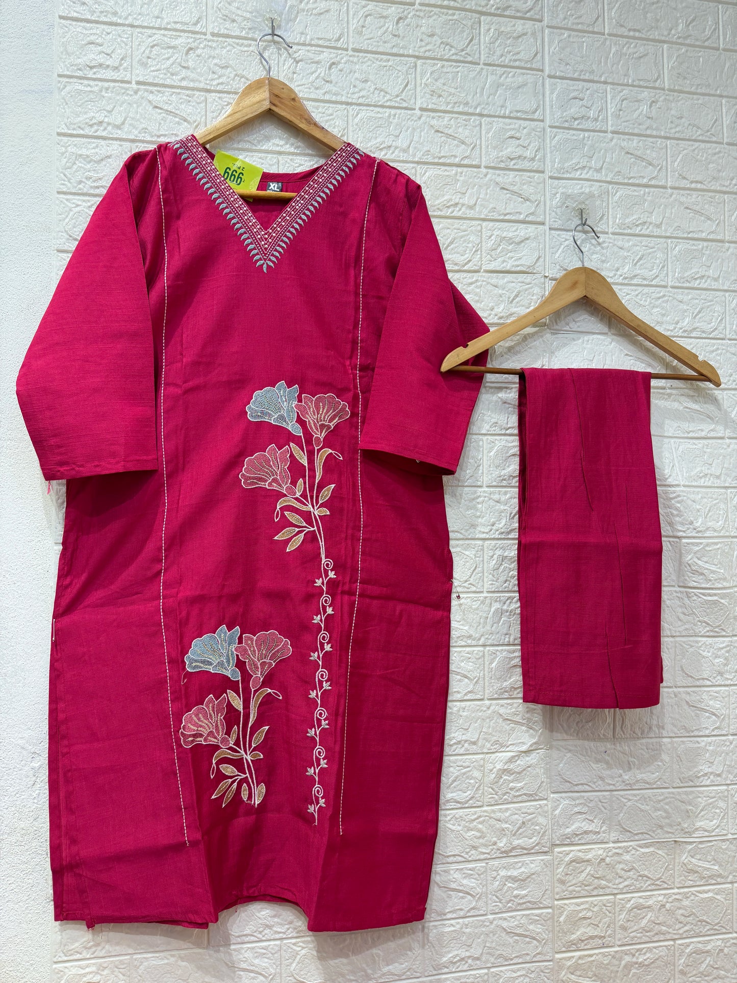 Rose Vatican Embroidery Work 2 Piece Cord Set