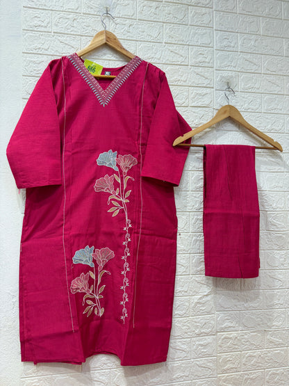 Rose Vatican Embroidery Work 2 Piece Cord Set
