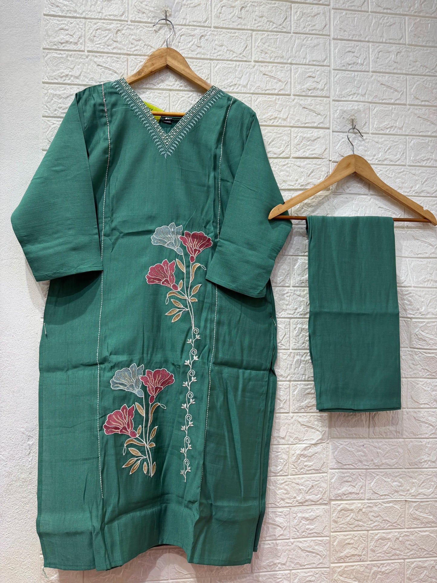 Rose Vatican Embroidery Work 2 Piece Cord Set