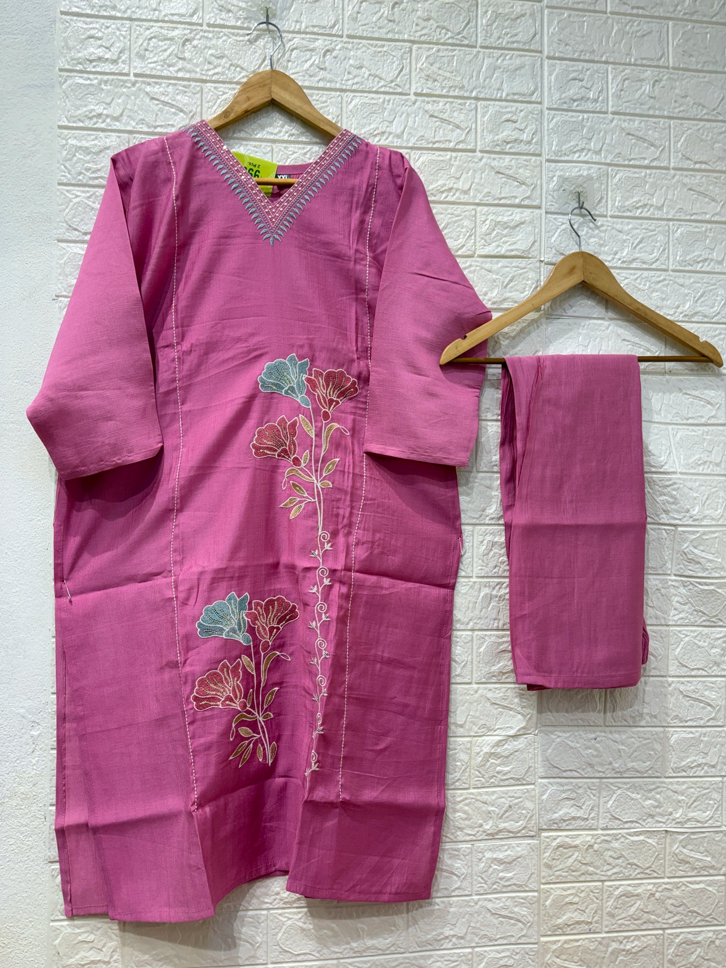 Rose Vatican Embroidery Work 2 Piece Cord Set