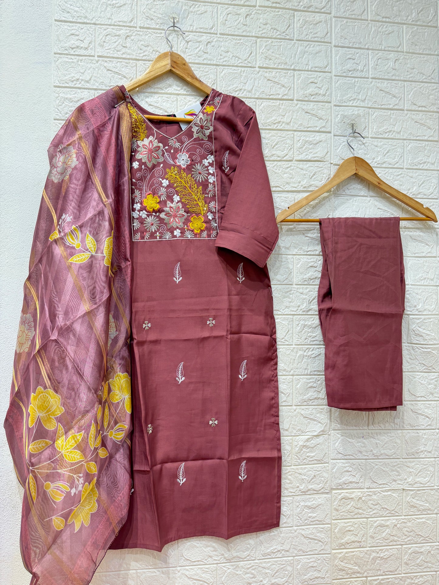Cristal Mul Chanderi Straight Cut 3 Pieces Set