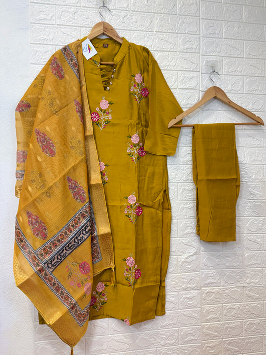 Hit Roman Silk Embroidery Work 3 Piece Set