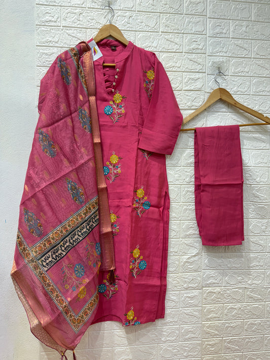Hit Roman Silk Embroidery Work 3 Piece Set