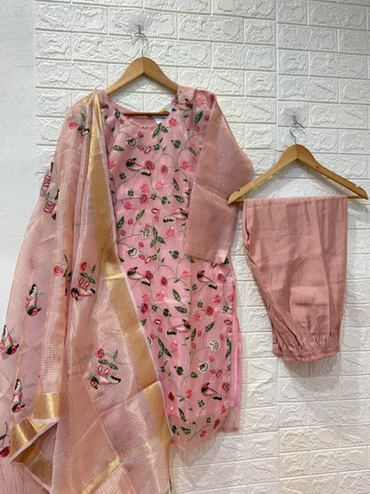 Kota Shimmer Embroidery Multi Thread Work 3 Piece Set