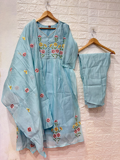 Mul Chanderi PartyWear 3 Piece Set