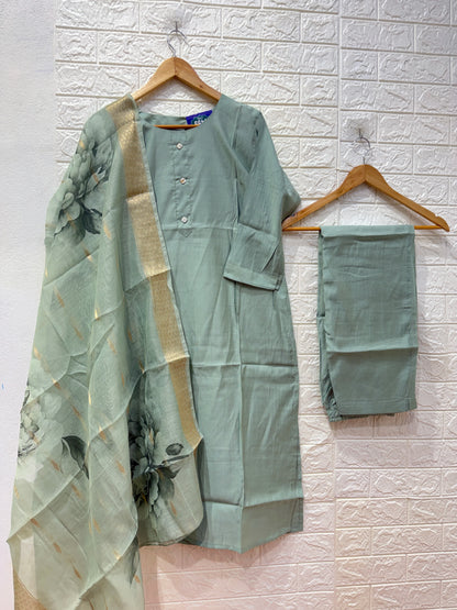Vatican 3 Piece Set With Organza Dupatta