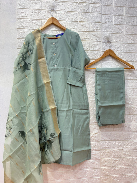 Vatican 3 Piece Set With Organza Dupatta