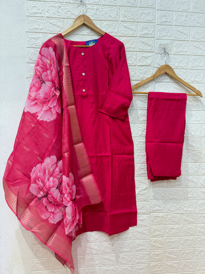 Vatican 3 Piece Set With Organza Dupatta