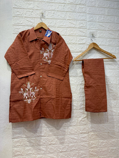 Embose Partywear Embroidery Work Cord Set