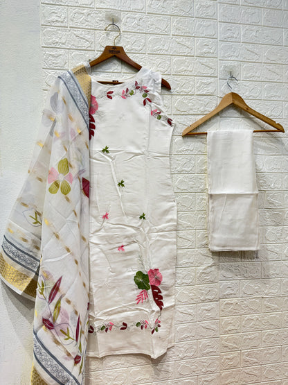 HIT DESIGN ROMAN SILK EMBROIDERY WORK 3 PIECE SETS