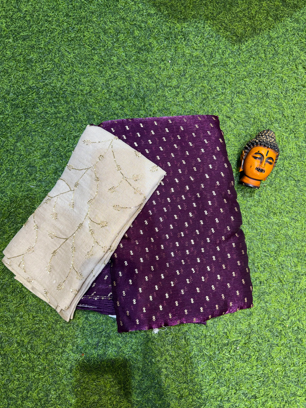 Maggam Work Blouse With Beautiful Tissue Saree