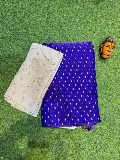 Maggam Work Blouse With Beautiful Tissue Saree