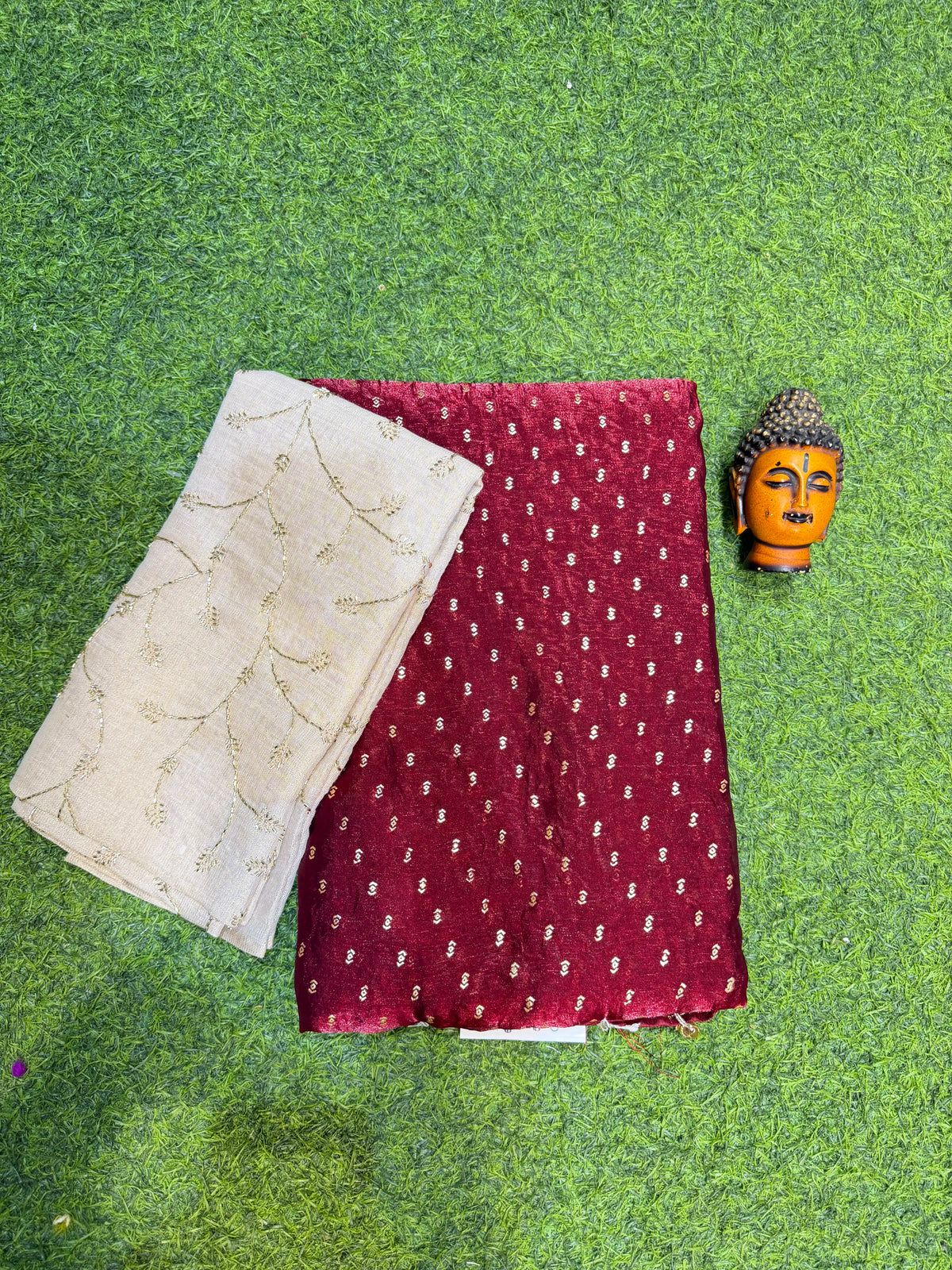 Maggam Work Blouse With Beautiful Tissue Saree