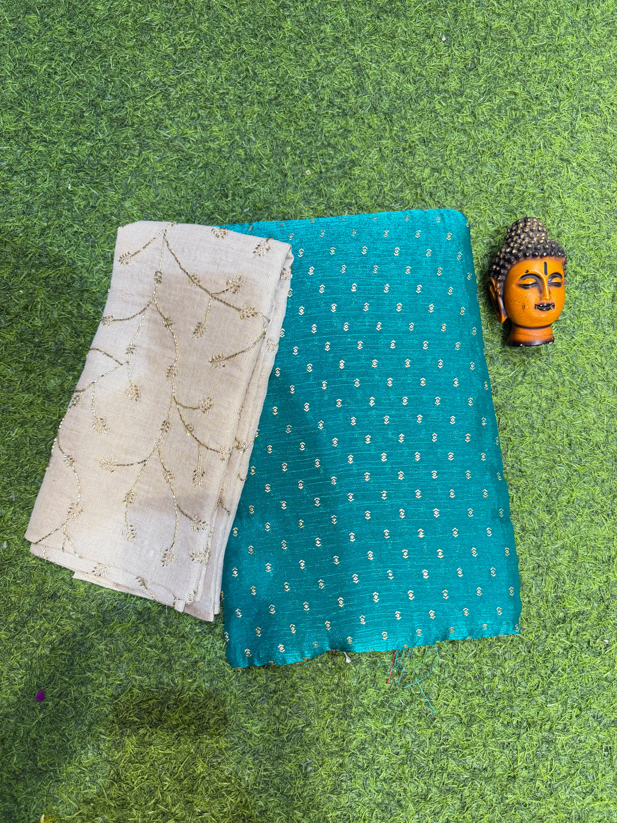 Maggam Work Blouse With Beautiful Tissue Saree