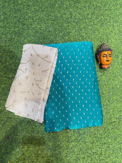 Maggam Work Blouse With Beautiful Tissue Saree