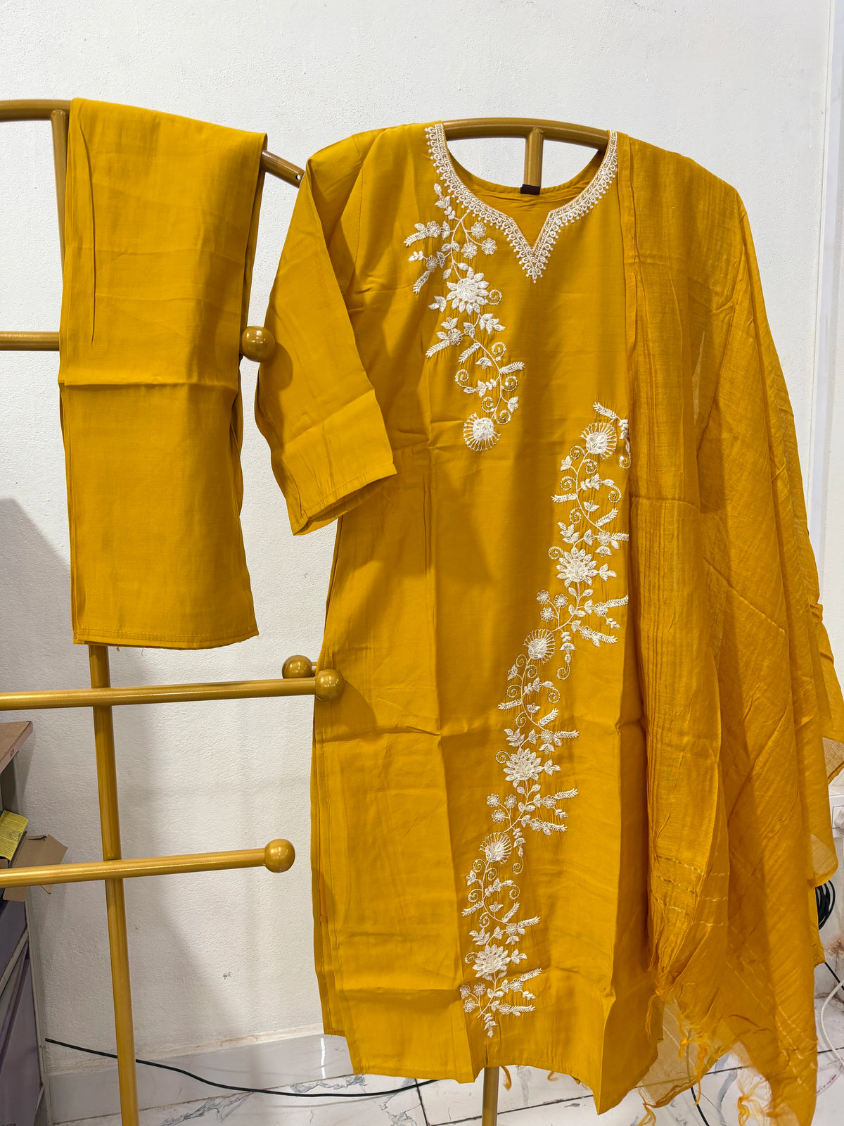 Roman Silk Embroidery Work Straight Cut 3 Piece Sets