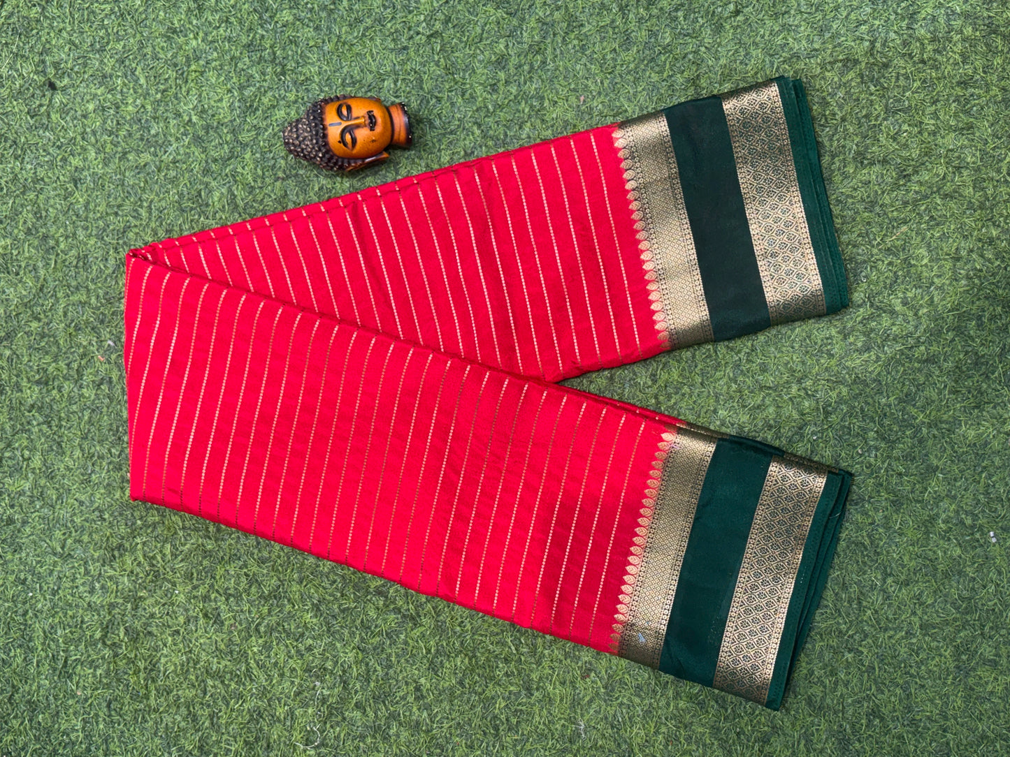 Semi Mysore Silk Sarees In Elegant Horizontal Stripe Pattern