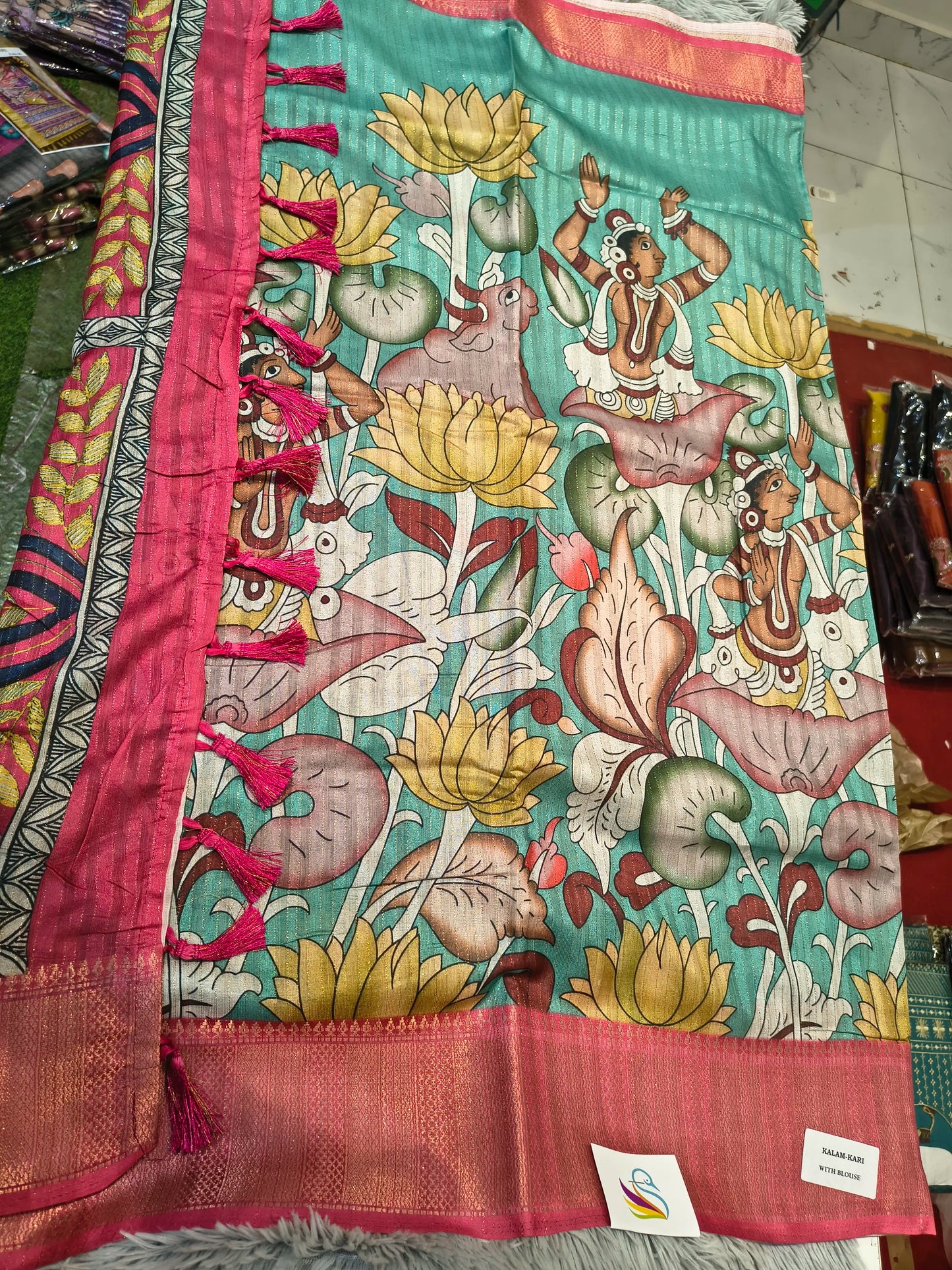 Jute Semi Pen Kalamkari Sarees