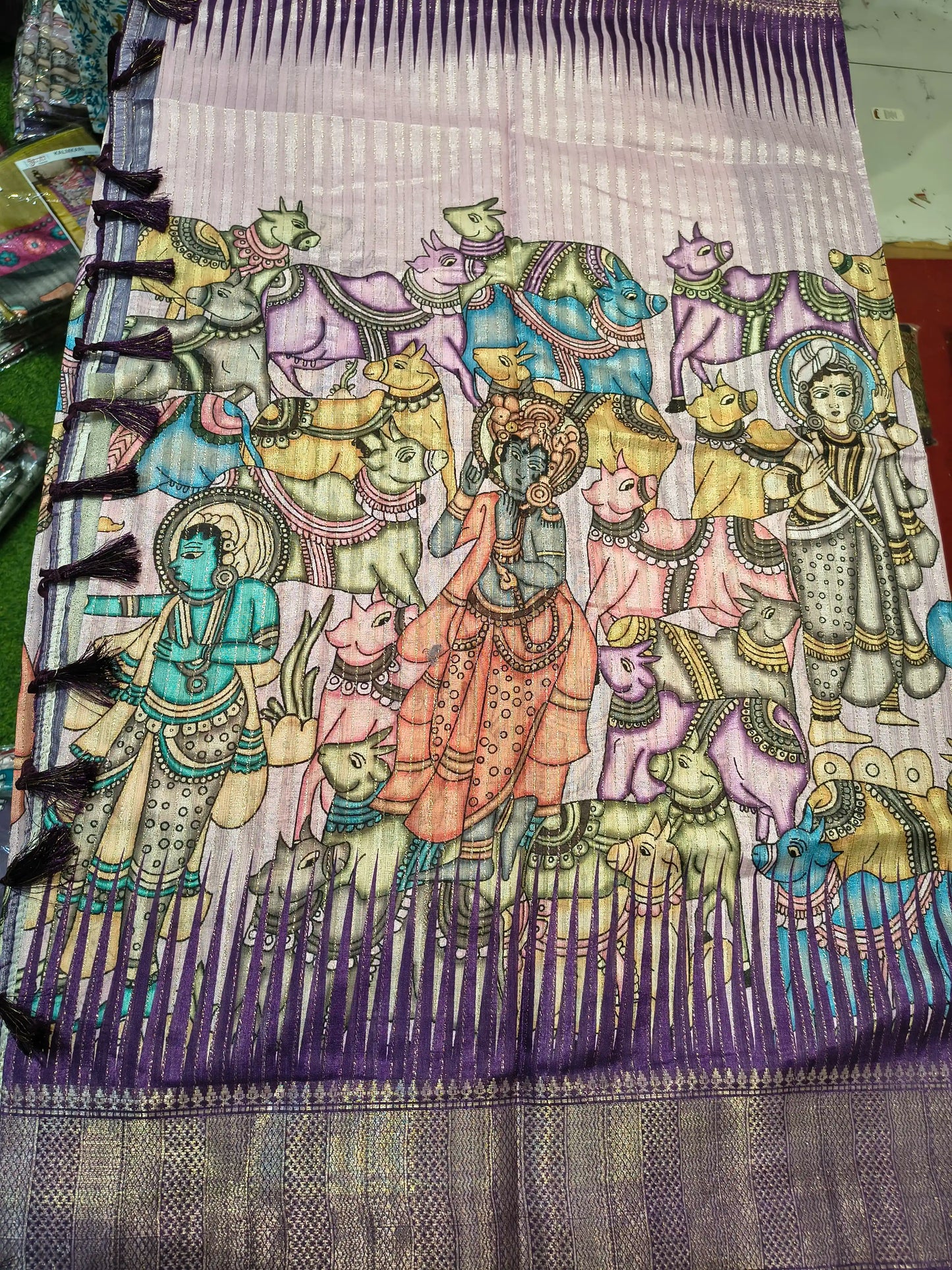 Jute Semi Pen Kalamkari Sarees