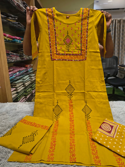 Majili Dhabu Cotton Block Print Kurti Set