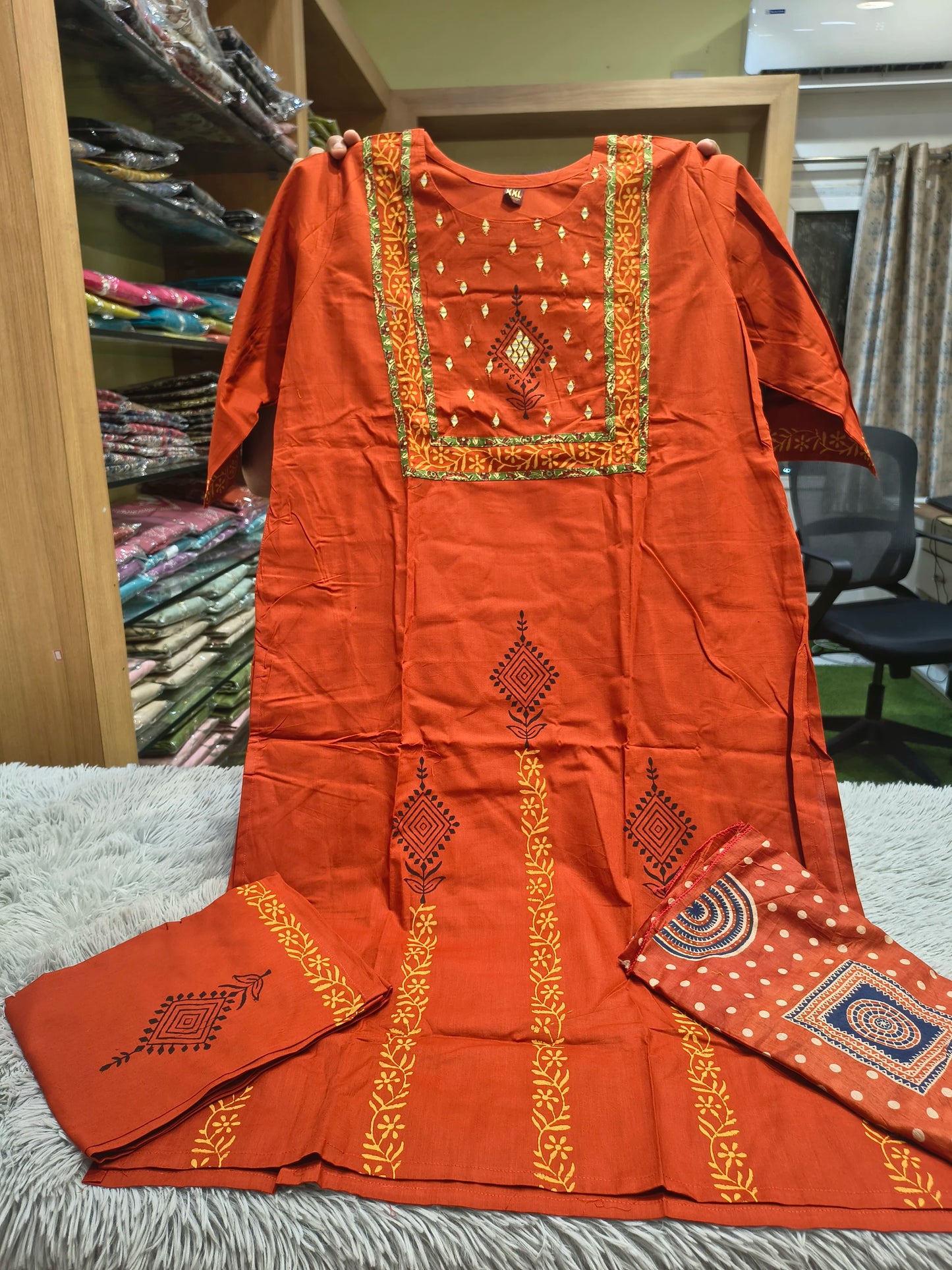 Majili Dhabu Cotton Block Print Kurti Set