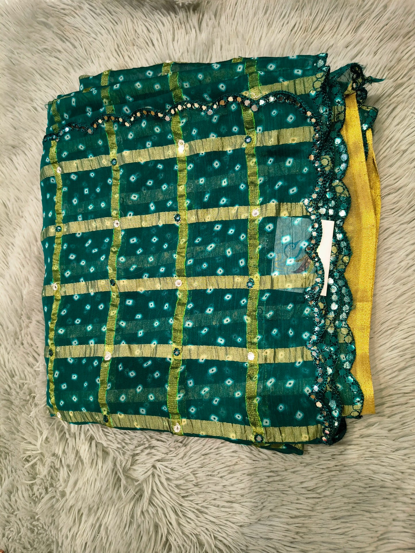 Queen Bandhani Zari Chex Sarees