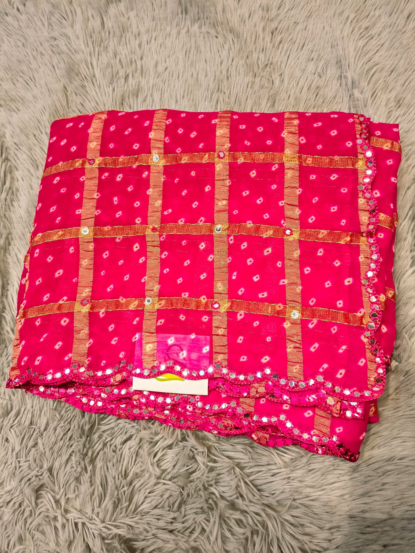 Queen Bandhani Zari Chex Sarees