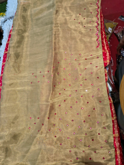 Queen Bandhani Zari Chex Sarees