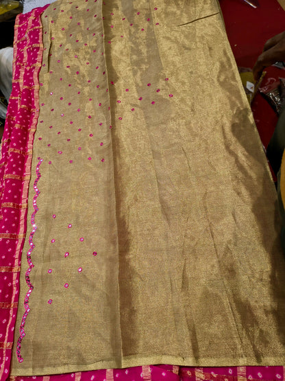 Queen Bandhani Zari Chex Sarees