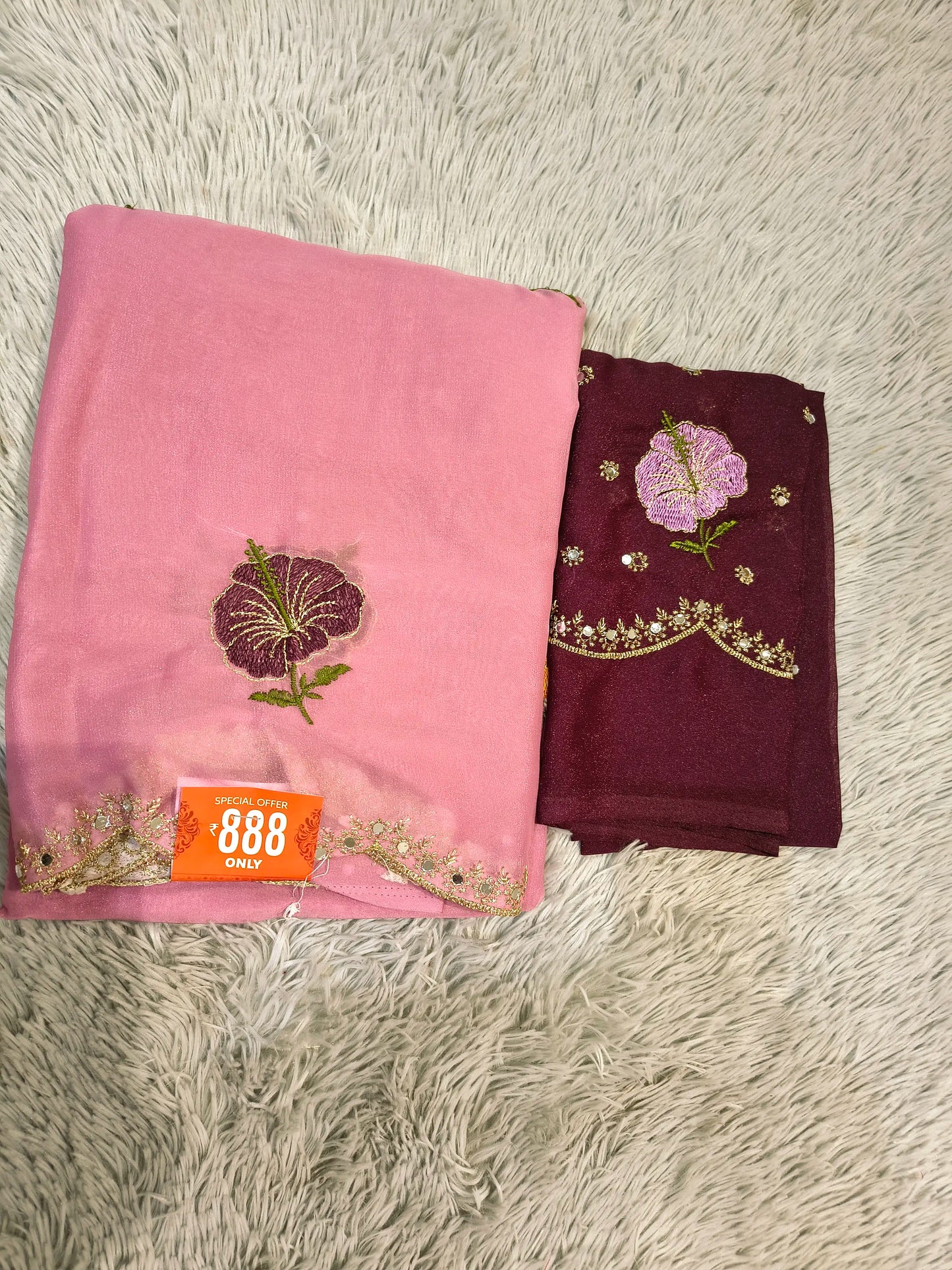 Trend  Floral Embroidery Saree