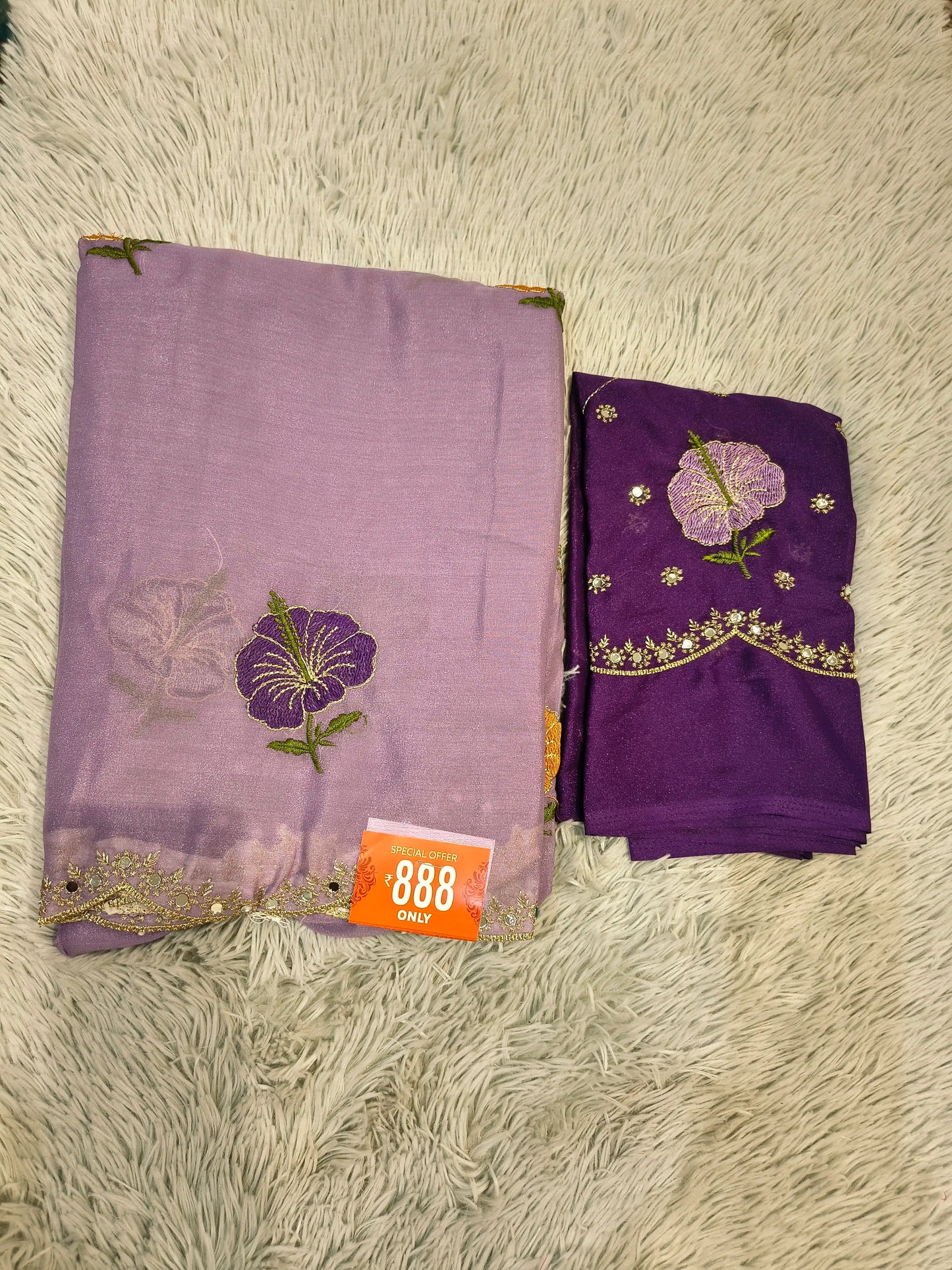 Trend  Floral Embroidery Saree
