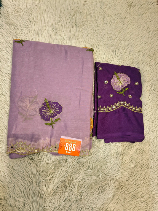 Trend  Floral Embroidery Saree