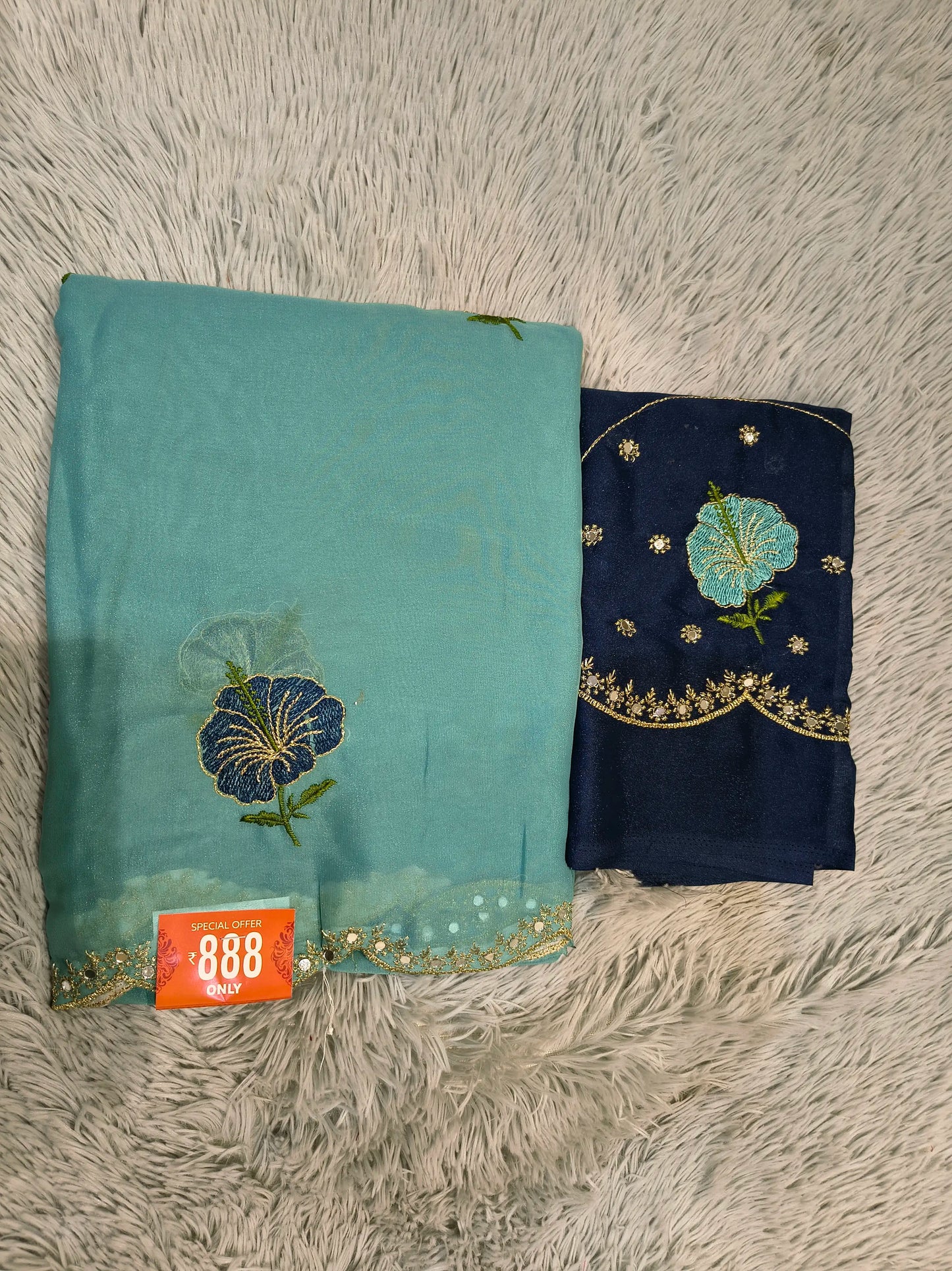 Trend  Floral Embroidery Saree